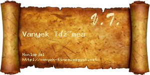 Vanyek Tímea névjegykártya